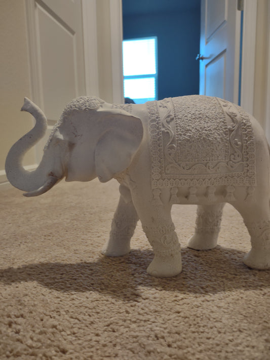 Elegant White Indian Elephant Statue