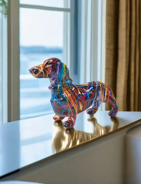 Unleash the Rainbow: Vibrant Dachshund Statue