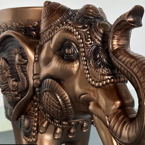 Bronze Colored Elephant Statue Decor